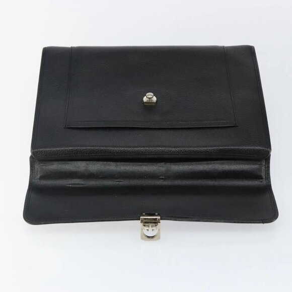 Burberrys Hand Bag Leather Black Gold Auth ep10937 - Picture 10 of 16